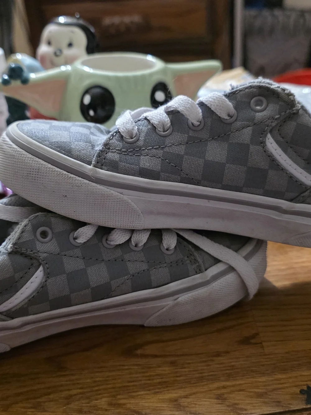 Vans Kids Checkerboard Lace-Up Sneakers - Gray/White